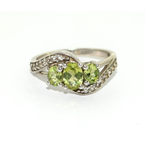 925 silver Peridot and Diamond sweep