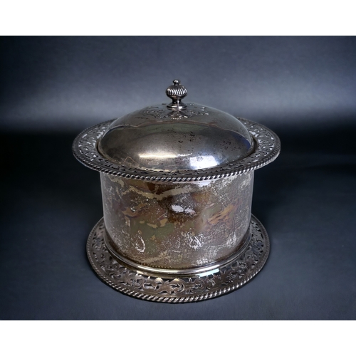 A STERLING SILVER BISCUIT BARREL Stylised 2fb1b7d