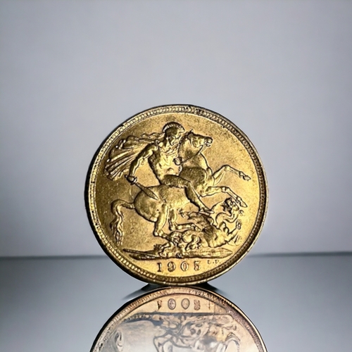 A 1905 GOLD SOVEREIGN.Diameter - 22mmWeight