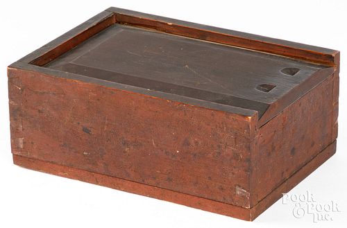 PAINTED PINE SLIDE LID BOX 19TH 2fb1c1f