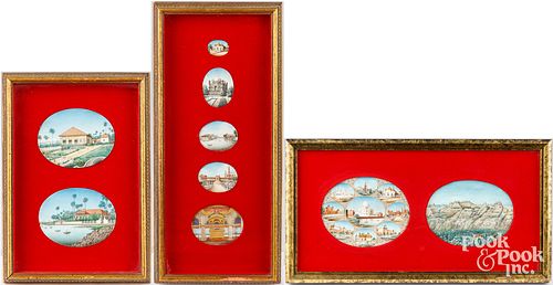 THREE GROUPS OF FRAMED INDIAN LANDSCAPESThree 2fb1c36