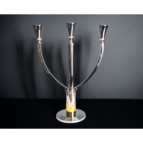 A LARGE 3-BRANCH WMF SILVER PLATE CANDELABRA.