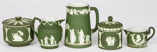 FIVE PIECES OF WEDGWOOD GREEN JASPERWAREFive 2fb1c9f