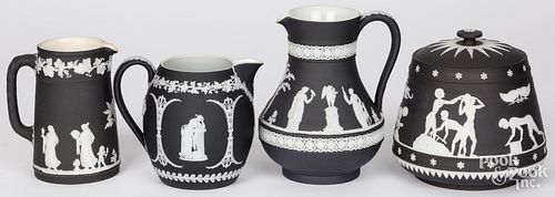 FOUR PIECES OF WEDGWOOD BLACK JASPERWAREFour 2fb1cb3