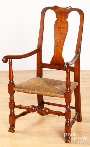 NEW ENGLAND QUEEN ANNE MAPLE ARMCHAIR  2fb1dc6