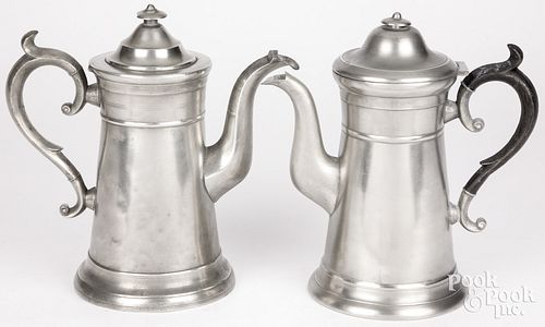 TWO PEWTER COFFEEPOTSTwo pewter 2fb1d6e