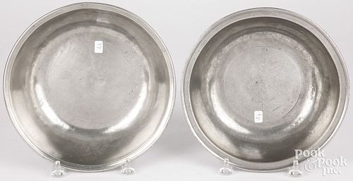 TWO PEWTER BASINSTwo pewter basins by