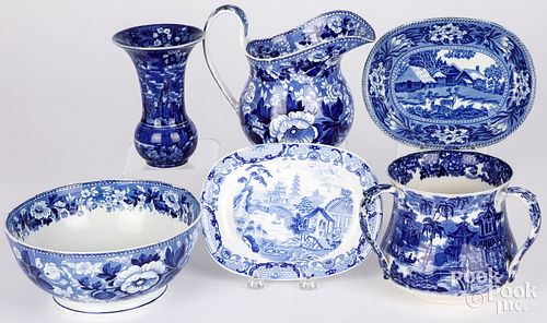 SIX PIECES OF WEDGWOOD BLUE STAFFORDSHIRESix