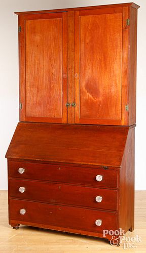 SHERATON STAINED CHERRY TWO PART SECRETARY,