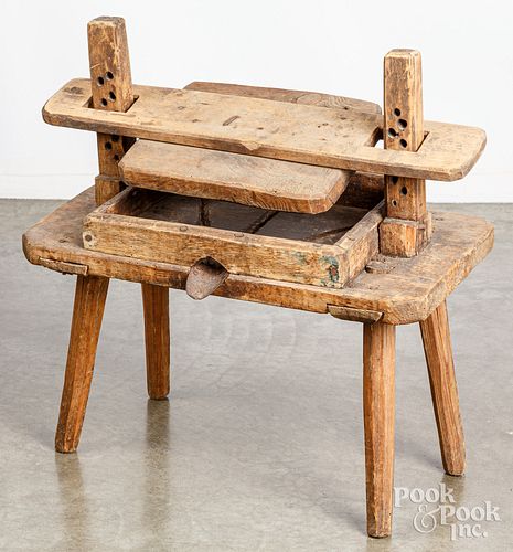 PRIMITIVE PINE FRUIT PRESS, 19TH C.Primitive