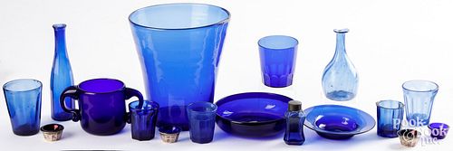 LARGE GROUP OF COBALT GLASSLarge group