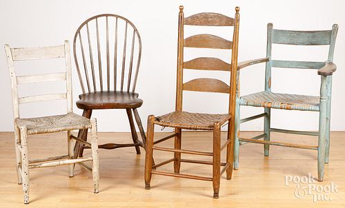 FOUR PAINTED COUNTRY CHAIRS 19TH 2fb1eda