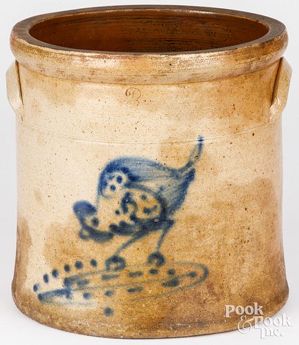 THREE-GALLON STONEWARE CROCK, 19TH C.Three-gallon