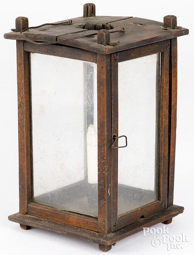 EARLY WOOD FRAMED CARRY LANTERN  2fb1fb4