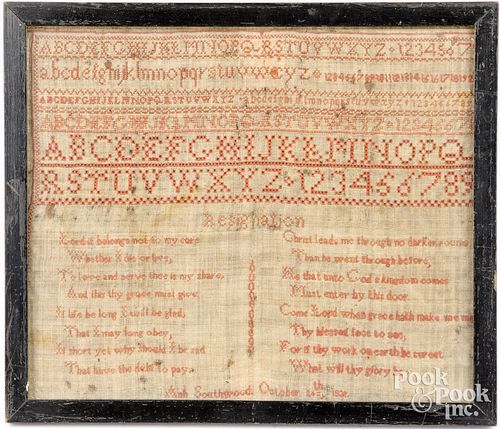 SILK ON LINEN NEEDLEWORK SAMPLER, BY