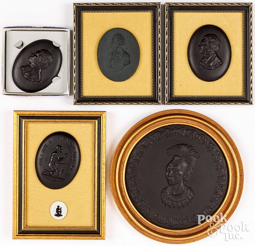 FOUR WEDGWOOD BLACK BASALT PORTRAIT