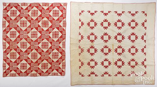 TWO RED AND WHITE PIECED QUILTSTwo 2fb1fde