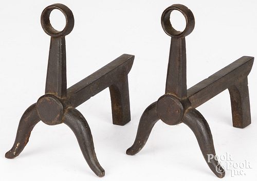 MINIATURE PAIR OF CAST IRON ANDIRONS  2fb2067