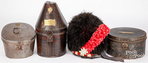 THREE ENGLISH TIN HAT BOXESThree English