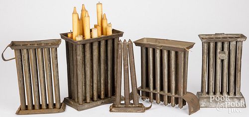 FIVE TIN CANDLEMOLDS 19TH C Five 2fb2039