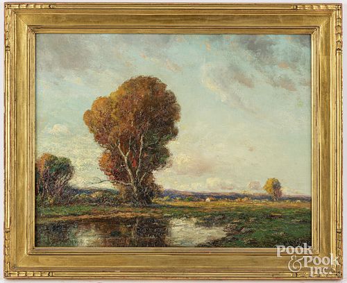 FREDERICK LEO HUNTER OIL ON CANVAS LANDSCAPEFrederick