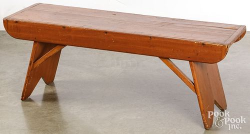 PINE BENCH, 19TH C.Pine bench, 19th