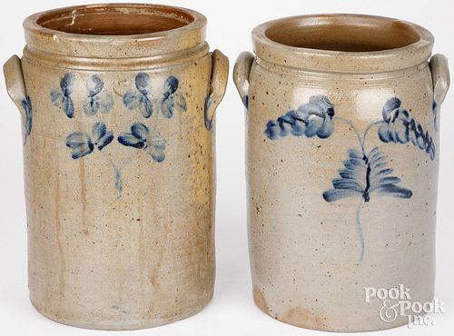 TWO BALTIMORE STONEWARE CROCKS, 19TH