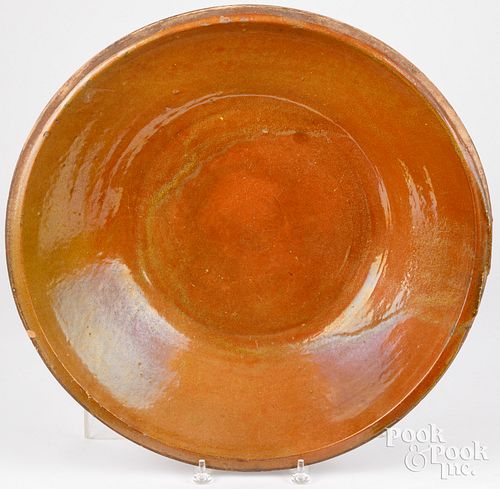 LARGE REDWARE BOWL, 19TH C.Large redware