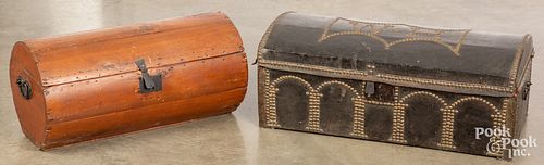 HIDE COVERED TRUNK, 19TH C.Hide covered