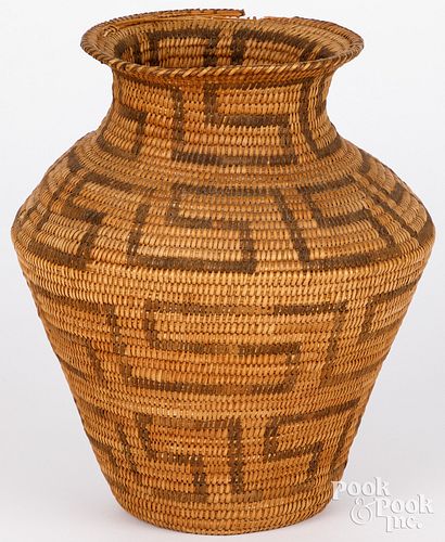 PIMA INDIAN WOVEN BASKET OLLA, EARLY