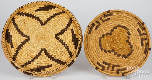 TWO PAPAGO INDIAN WOVEN BASKET TRAYSTwo