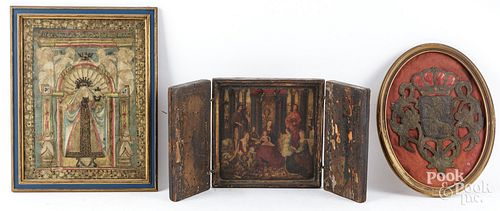 PRINTED TRIPTYCH, TOGETHER WITH TWO