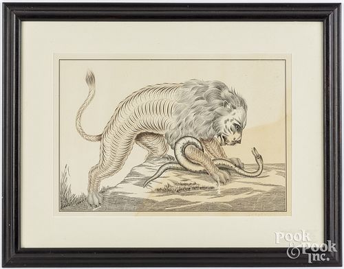 INK CALLIGRAPHY OF A LION AND SNAKE  2fb22c1