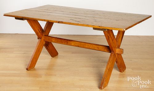 PINE TRESTLE TABLE 19TH C Pine 2fb22dd