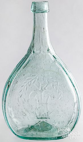 BLOWN AQUAMARINE CALABASH BOTTLE, 19TH