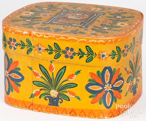 GERMAN PAINTED BENTWOOD BOX, DATED 1877German