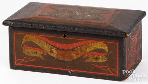 PAINTED PINE DRESSER BOX, 19TH C.Painted