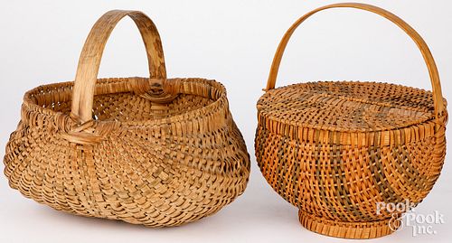 TWO SPLINT GATHERING BASKETS, 19TH C.Two