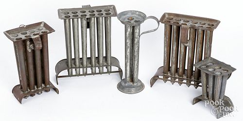 FIVE TIN CANDLEMOLDS 19TH C Five 2fb238f