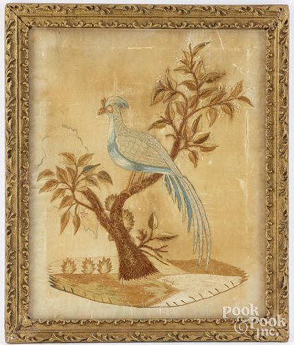 SILK EMBROIDERY OF AN EXOTIC BIRD  2fb2357