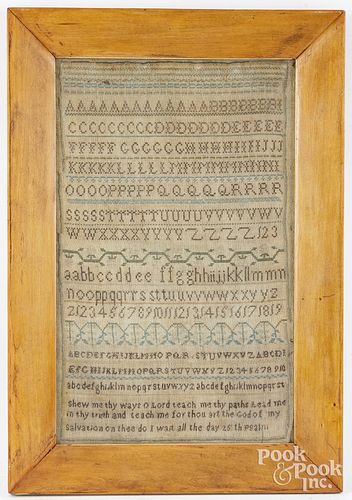 SILK ON LINEN SAMPLER 19TH C Silk 2fb235c