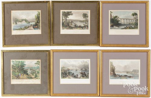 SIX ANTIQUE LITHOGRAPH RIVER LANDSCAPESSix 2fb235e