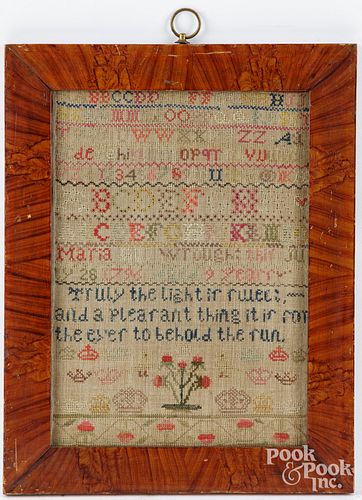 SILK ON LINEN SAMPLER DATED 1796Silk 2fb2360