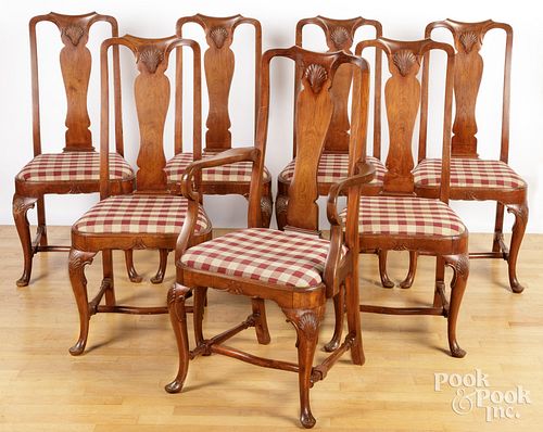 SEVEN QUEEN ANNE STYLE WALNUT DINING 2fb243c