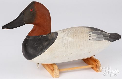 CARVED AND PAINTED CANVASBACK DUCK DECOYCarved