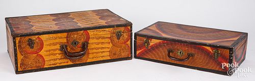 TWO VIBRANT PAINTED WOOD SUITCASESTwo 2fb245e