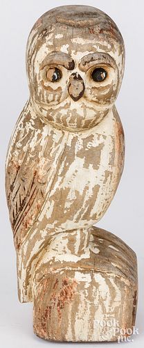 CARVED AND PAINTED FENCE POST OWL  2fb241d