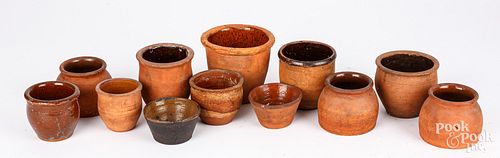 TWELVE SMALL REDWARE POTS 19TH 2fb24a3