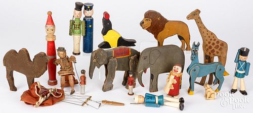 WOODEN TOYS, TO INCLUDE CIRCUS ANIMALS,