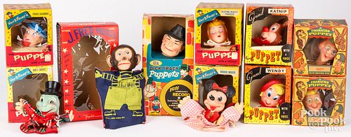 TEN VINTAGE PUPPETS IN ORIGINAL BOXTen